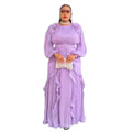 fashionfashionelegantflower dress african export  plus size women's pleated long sleevesdress