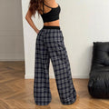 Fashionable elastic waist plaid casual pants for home wear - perfect for , , and cross-border e-commerce