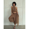 European and american style women's summer  new arrival: edgy sleeveless halter neck backless top and casual lantern pants set