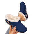 Women's plus size fleece-lined wedge slippers - new autumn  collection - thick-soled, warm, furry, closed-toe cotton slippers - size 43