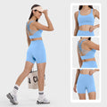High-intensity yoga shorts set: shockproof sports bra with high-waisted, butt-lifting, no-t-back yoga shorts for women