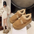 Thick sole birkenstock shoes women's fleece-linedthickenedheattech bean shoes 2025new arrivalwinter snow boots cotton shoes furry shoes