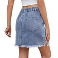 Fashion cross-border summer women's clothing new arrival   washed ripped denim skirt raw edge skirt trendy