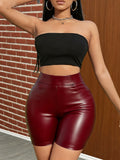 Fashionplus sizepu leather shorts for women 4-point pants hot style sexy cross-border independent station nightclub women's hot pants ins style