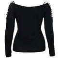 cross-border    spring/summer women's solid color cold shoulder tie-up casual top