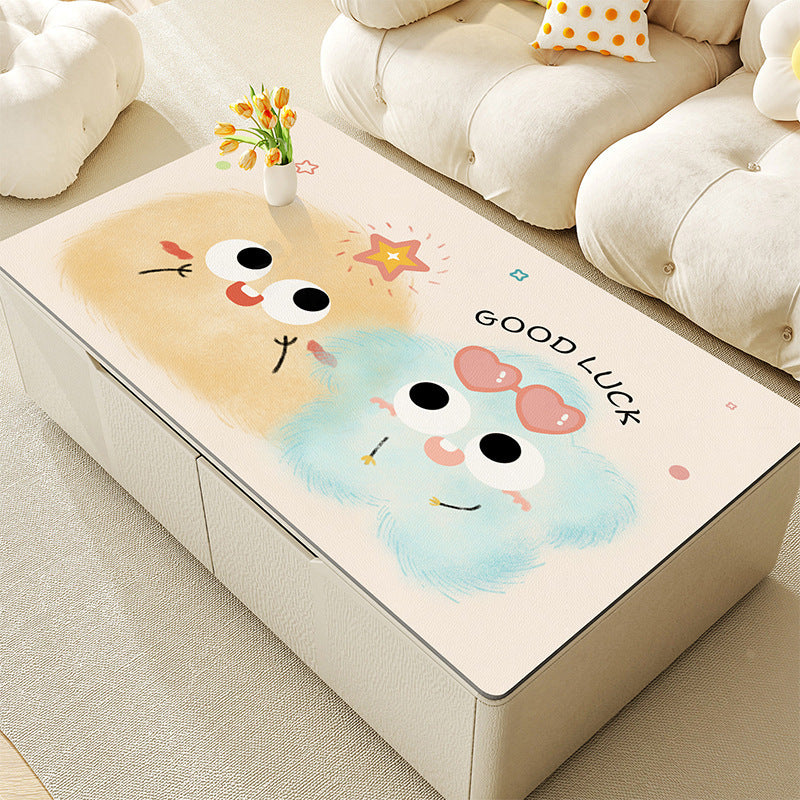 Environmentally friendly cartoon tablecloth waterproof and oil-proof coffee table mat silicone leave-in anti-ironing tablecloth living room protection dining table mat