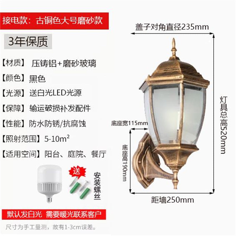 Outdoor wall light waterproof antique courtyard lamp european style outdoor villa pillar wall lamp luxury hexagonal wall sconce - hardwired