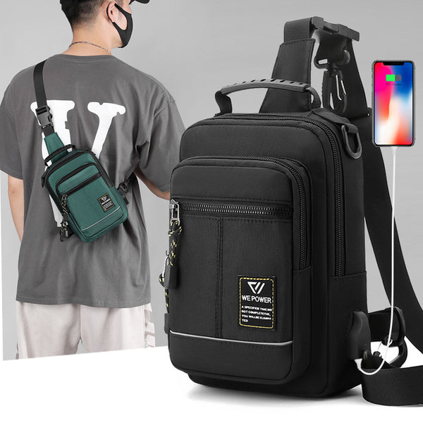 WEPOWER Men's Breast Bag Casual Crossbody Bag Nylon Cloth Fashion Small Backpack Chest Shoulder Bag Korean Men's Bag