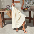 fashionexport summer vacation casual skirt high waist large swing slimming lookeasiest for match beach long skirt