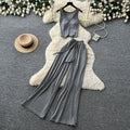 Salt style outfit work clothing style silm vest high waistloose pants women's summer lazy slimming lookeleganttwo-piece set