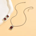 Square diamond necklace and earring jewelry set - european and american niche style, light luxury, high-end, hollow design, elegant jewelry set