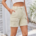European and american cross-border e-commerce women's summer new arrivals:  independent store washed elastic waist cargo denim shorts - trendy style