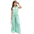 new european and american style girls' suit vest top + wide-leg pants - european and american cross-border children's outfit set