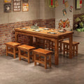 Solid wood dining table and chairs chinoiserie carbonized hot pot barbecue rectangular log dining table restaurant snack shop restaurant dining table