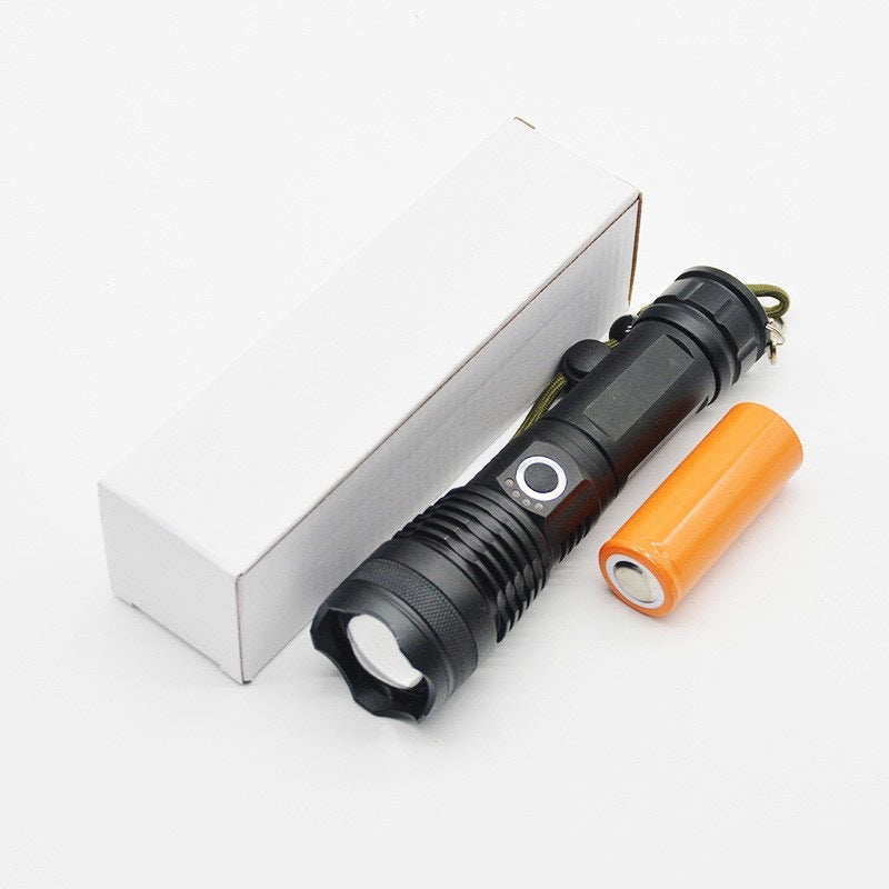 Cross-border explosive XHP50 strong light flashlight TYPE-C rechargeable outdoor zoom remote shooting aluminum alloy LED flashlight