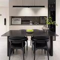 Modern minimalist sintered stone dining table with black dining chairs set - premium small apartment italian-style rectangular dining table for home and b&b