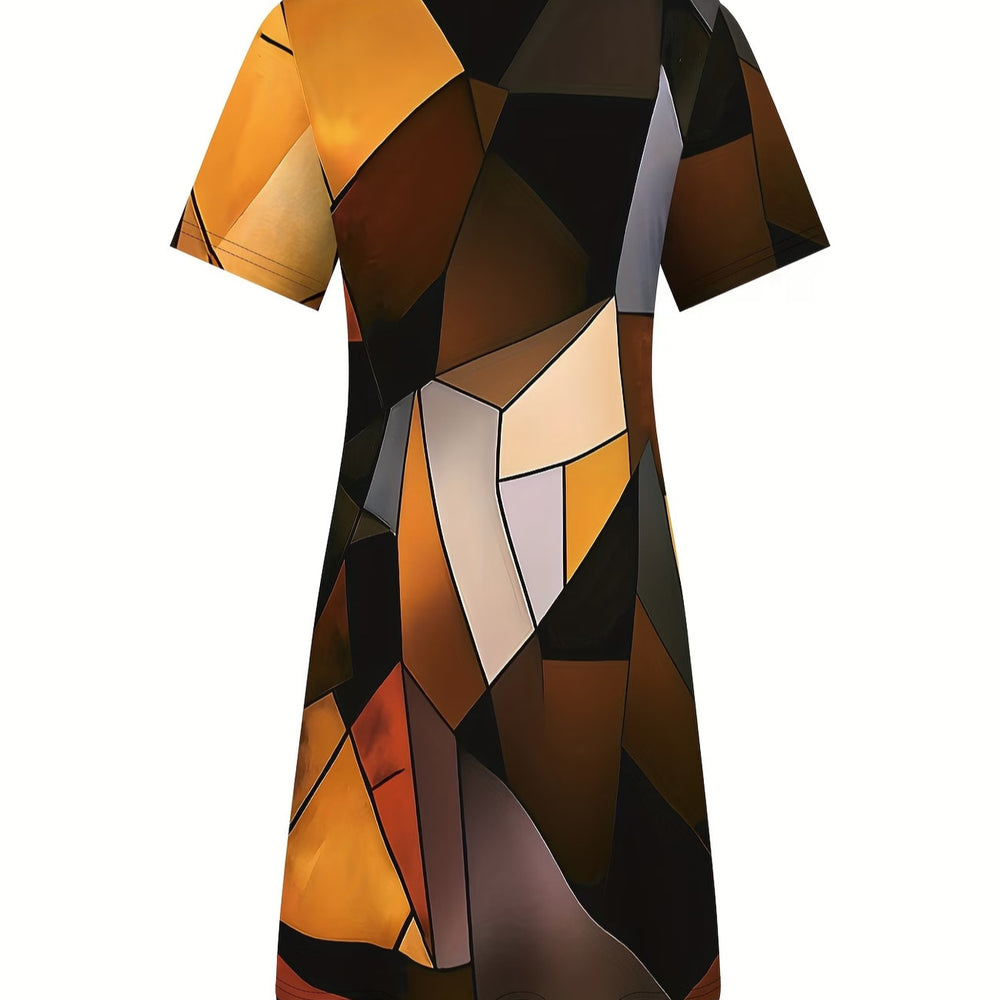 wholesale women's short-sleeved dresses, fashionable women's dresses for spring, summer, and autumn, new cross-border printed designs