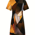 wholesale women's short-sleeved dresses, fashionable women's dresses for spring, summer, and autumn, new cross-border printed designs