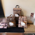 2026 new korean style cartoon cat shoulder & crossbody bag - women's unique design, cute & versatile plaid tote backpack