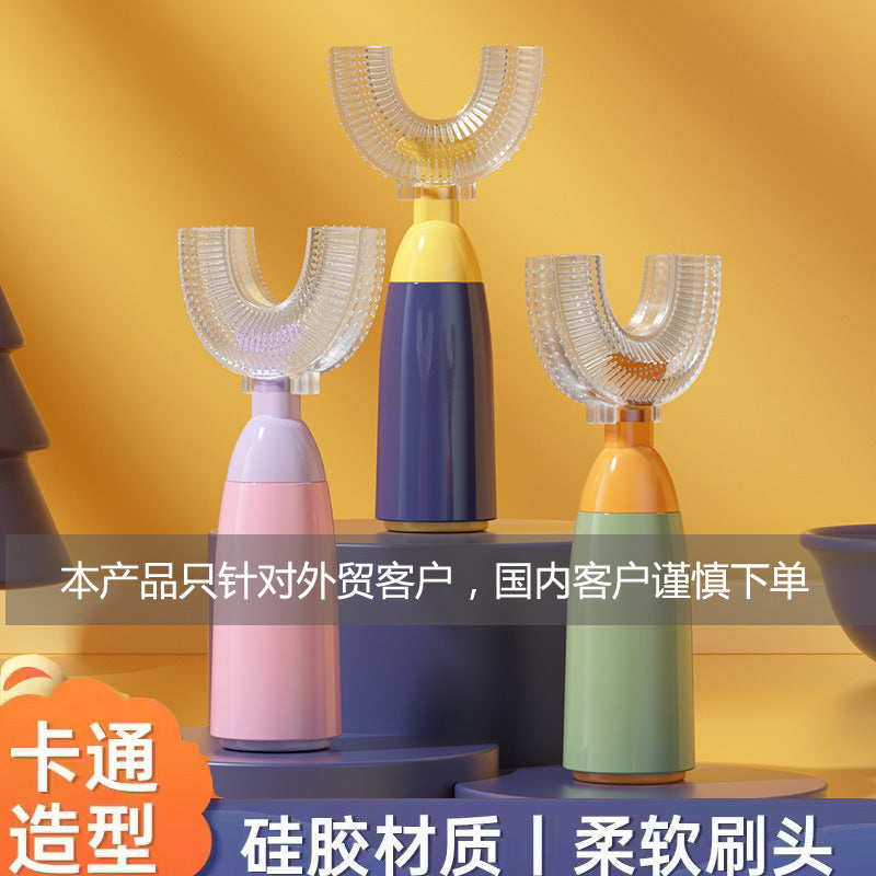 English card new manual children's u-shaped toothbrush silicone toothbrush soft-bristled oral cleaning u-shaped silicone manual