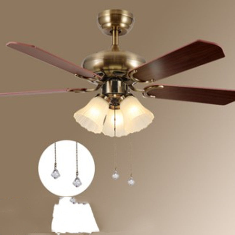 Traditional household living room chandelier electric fan integrated bedroom study intelligent frequency conversion dining room led fan light