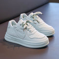 spring/autumn new dopamine round-toe kids' sneakers, white canvas shoes, chunky sole platform sneakers, girls' macaron color scheme