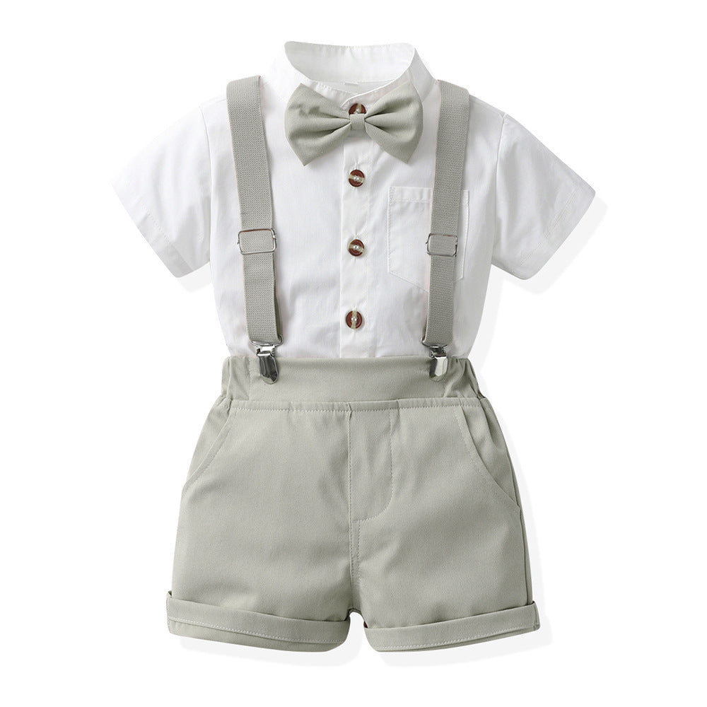 Boys' summer outfit set: new stylish baby trendy fashionable shirt, short-sleeve children's shirt, summer boys' shirt
