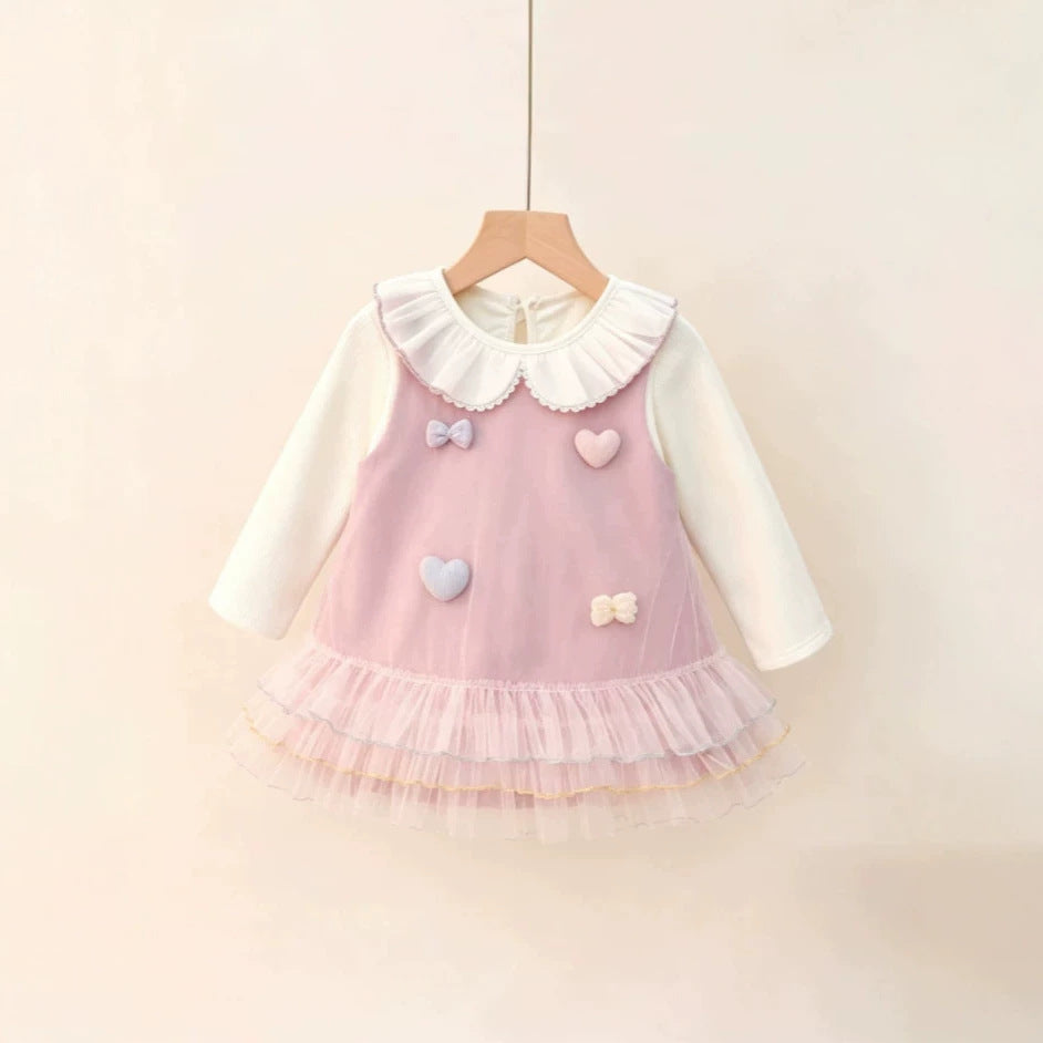 Girls' spring sweet style dress - faux two-piece,  spring collection, trendy girls' dress, princess dress, chanel-inspired, instagram-worthy