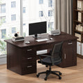 Computer desk set - modern minimalist home office desk and chair with drawer - single person office desk