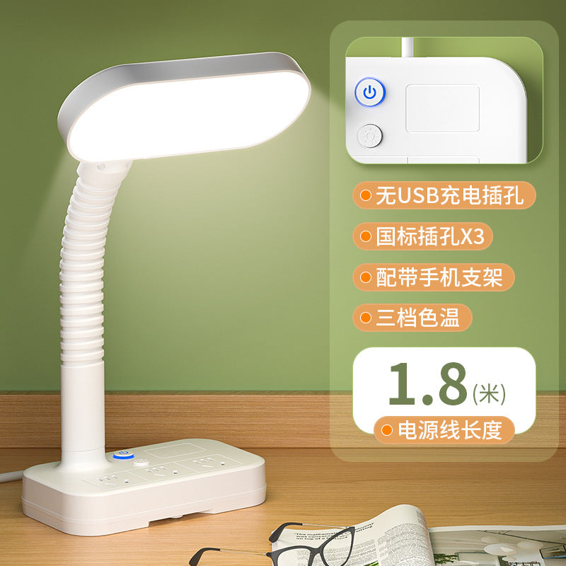 Multifunctional desk lamp - bedroom ambiance bedside lamp - student dorm led adjustable usb office socket smart electrician