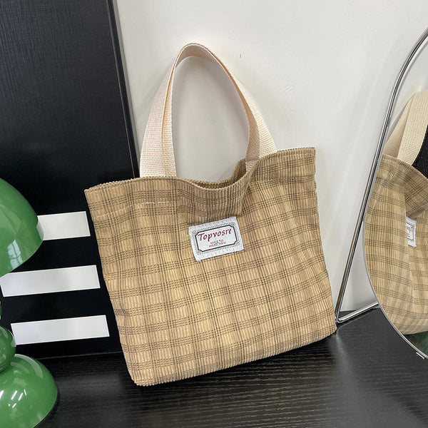 Fashion retro commuter women's bag large-capacity literary and casual tote bag corduroy light and versatile bento bag wholesale