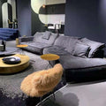 Foshan factory personalized sofa italian technical cloth accessible luxury special-shaped corner down frosted leather sofa