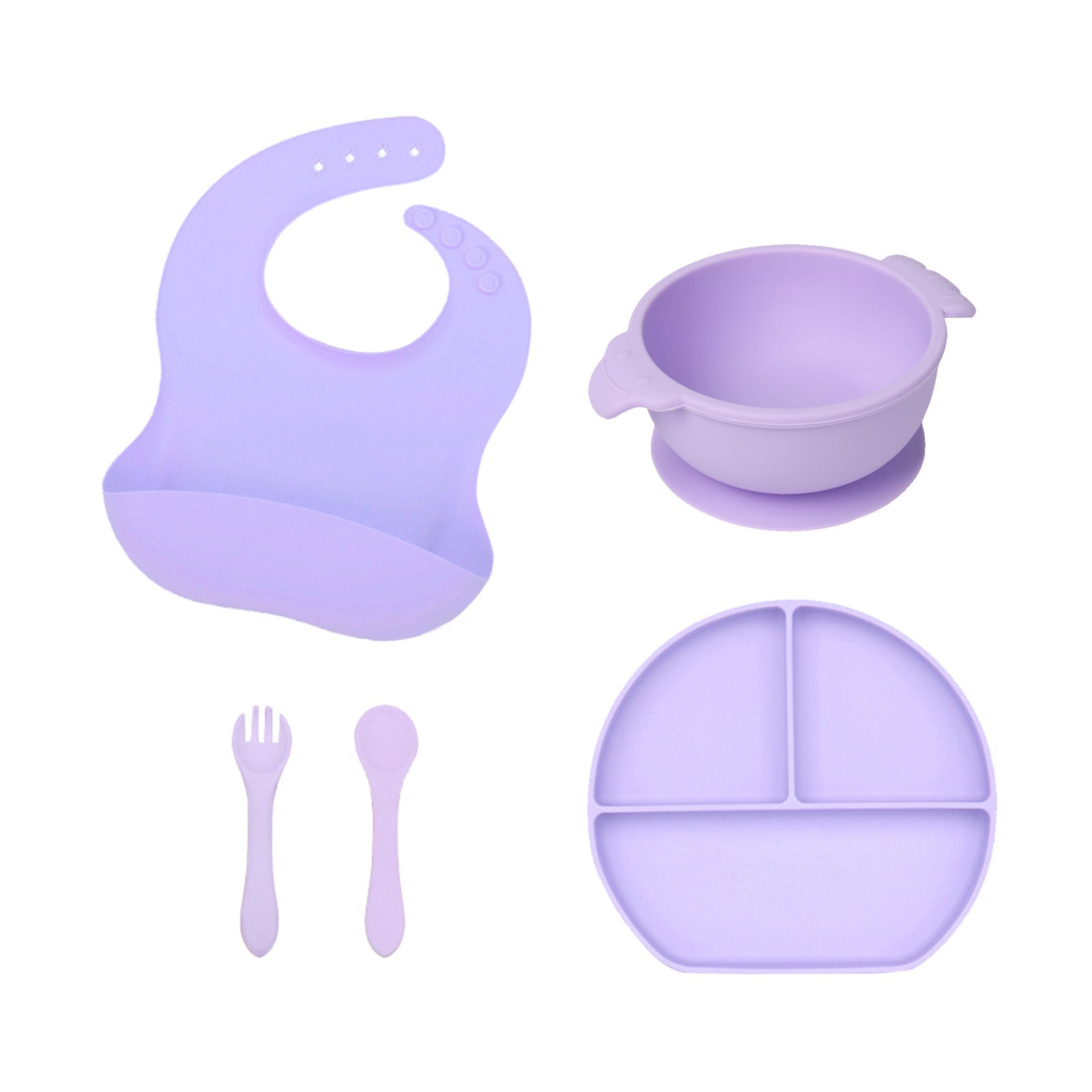 Food grade silicone complementary food bowl baby tableware set with spoon suction cup anti-drop child feeding tableware silicone bowl