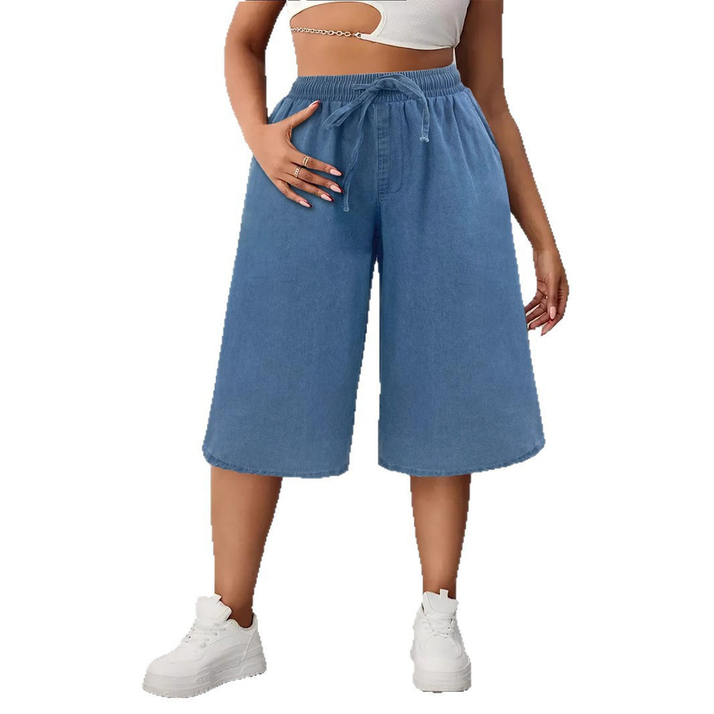 Bestselling tencel denim shorts for women - european & american style, new summer collection, casual five-point length, loose fit, plus size, wide leg, perfect for layering