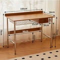 Same-day shipping: retro-chic, understated luxury home office desk, japanese-style computer desk, stainless steel and solid wood writing desk