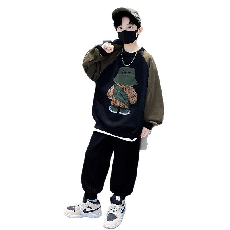 Boys' spring long-sleeve outfit set - kids' & teens' fashion:  spring/autumn sportswear two-piece set for older boys