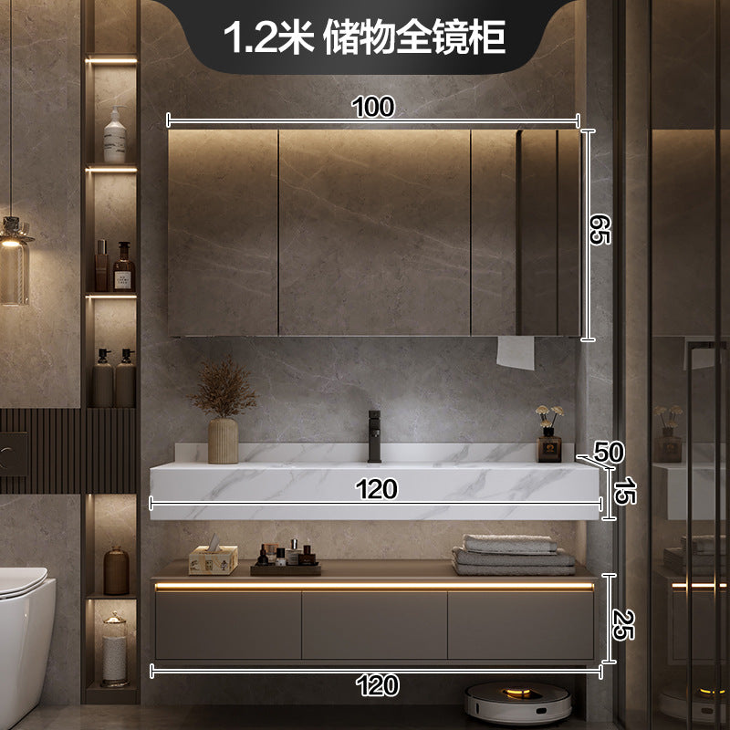 [Spot] Multifunctional storage rack, rock slab hot bending integrated basin, bathroom, washstand, face wash, bathroom cabinet combination