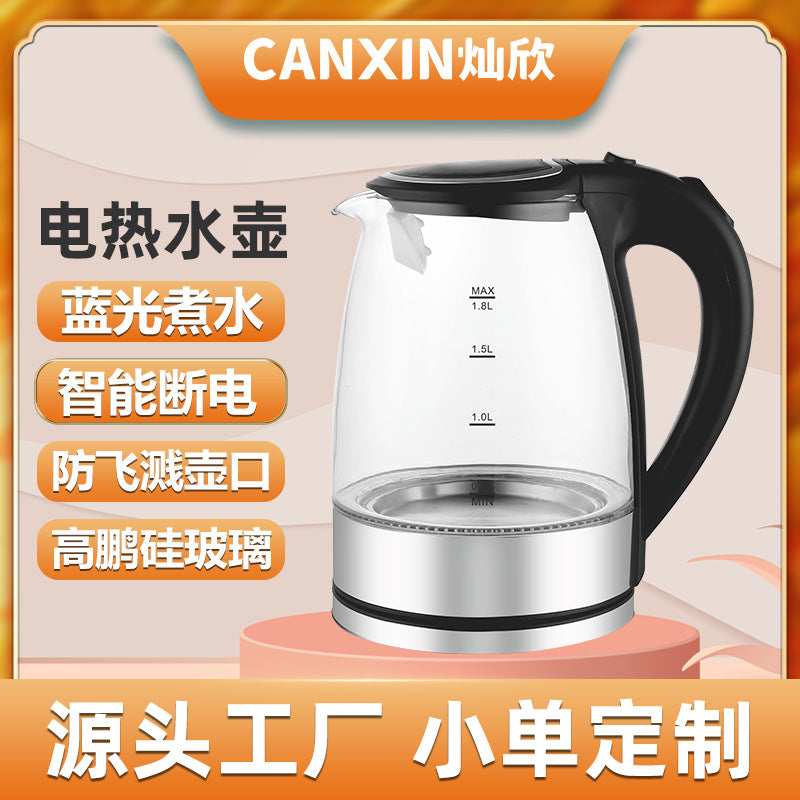 Source factory all-glass electric kettle stainless steel rapid heating 1.8l gift wholesale hot seller