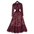 Frenchniche styleaccessible luxury socialiteclassy sense hook flower lacedress women's autum waist slimming lookelegant dress