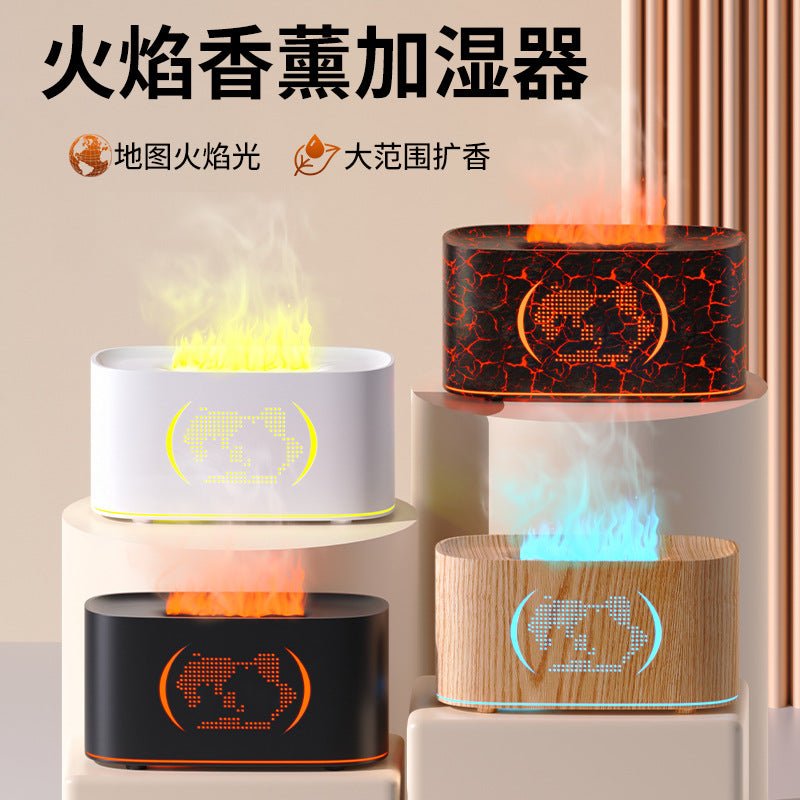 New arrival crack aromatherapy machine automatic fragrance machine for home flame humidifier ultrasonic wood grain flame aromatherapy machine