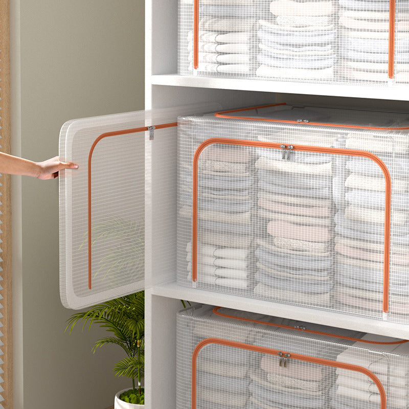 Bedroom new transparent PVC fabric clothing storage box dormitory finishing thickened large-capacity quilt Baina box