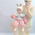 Baby autumn/winter chinese style romper - cute princess full month celebration hanfu - fleece-lined quilted outfit