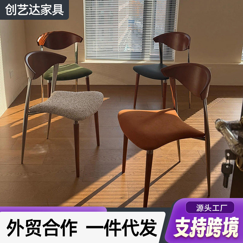 Used dining chair home backrest desk chair designer retro wabi-sabi style large c dining chair minimalist study chair