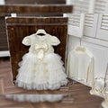 Girls' dress  autumn new style elegant formal dress bowknot mesh skirt flower girl princess dress birthday outfit