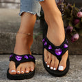 2025exportplus size36-42thick soleslimming look flip-flops wedge rhinestone women's slippersthick sole peach heart sandals