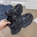 Thick sole dad shoes for women 2026 autumn winternew arrival leather surface heightening two cotton student fleece-linedplatform shoes sneakers cotton shoes