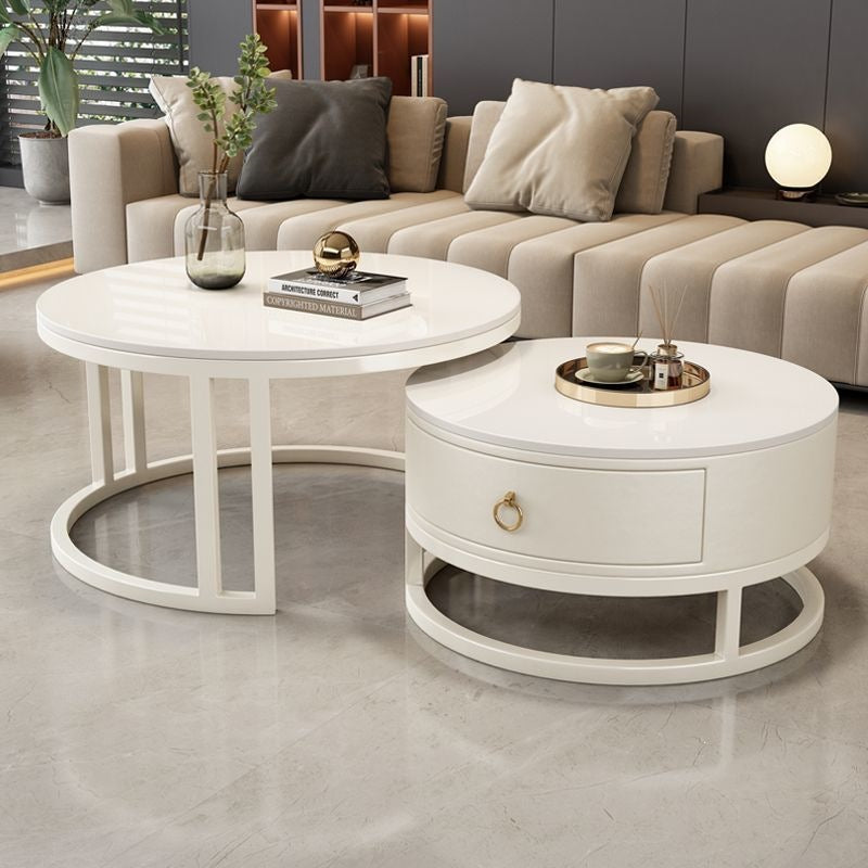 Rock slab coffee table living room for homecasual modern small apartment new arrivalaccessible luxury double-layer telescopic round side table tea table