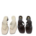 Za summer new 2024 fashionable versatile square toe thong sandals high heel chunky heel round heel sandals for women