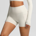 nude high waist yoga shorts quick-drying breathable tight flap pocket pants outdoor cycling sports running fitness pants