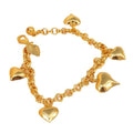 Women's 24k gold-plated copper bracelet - heart-shaped arabian style charm bracelet, everyday wear brass material